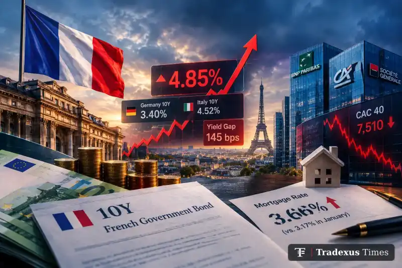 French 10‑Year Yield Climbs to 4.85% as France‑Germany Spread Hits 145 Bps