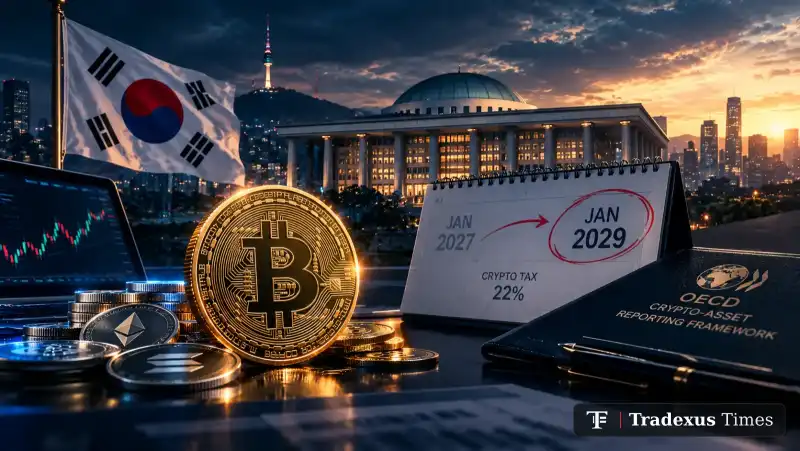 South Korean Officials to Discuss Delaying 22% Crypto Gains Tax to 2029