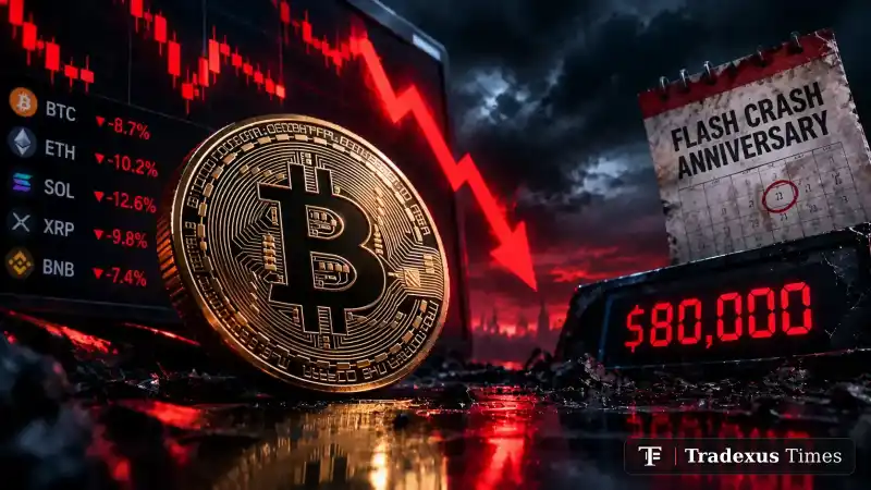 Crypto Market Sell-Off Deepens as Bitcoin Falls Toward $80,000 Ahead of Flash-Crash Anniversary